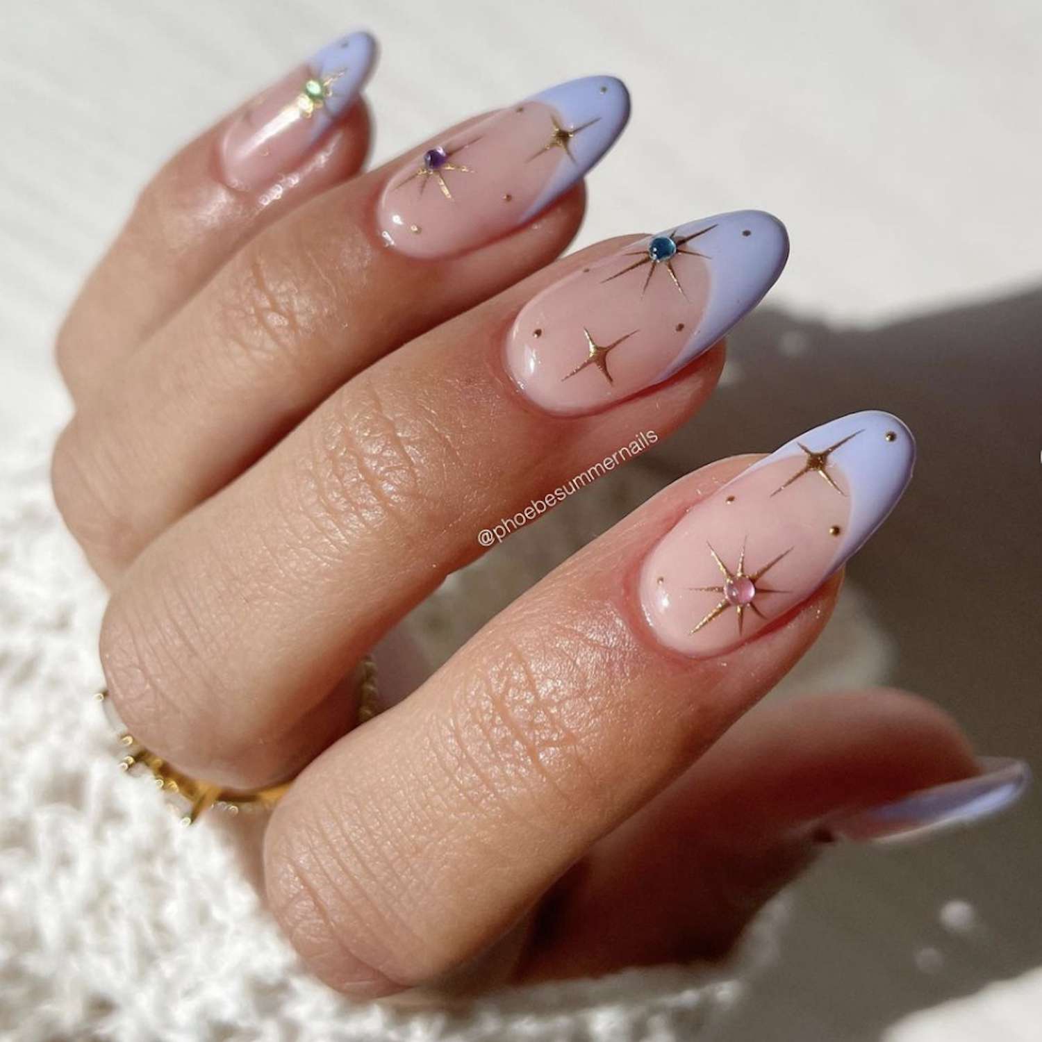 Pastel French Tips with Celestial Accents Pastel French Tips with Celestial Accents — Pastel Winter Nails
