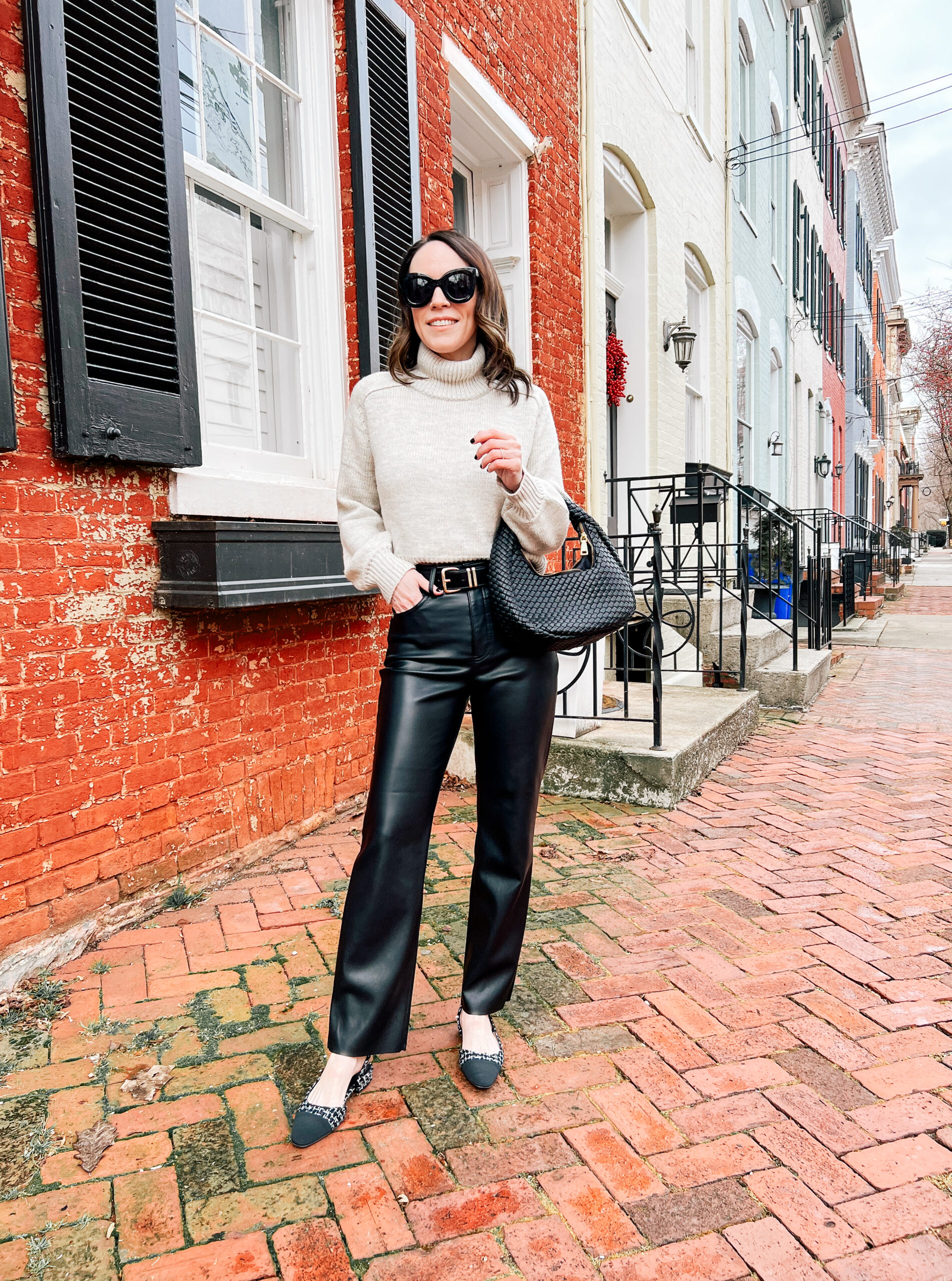 Modern Contrast: Turtleneck with Faux Leather Trousers Modern Contrast: Turtleneck with Faux Leather Trousers — February Outfits