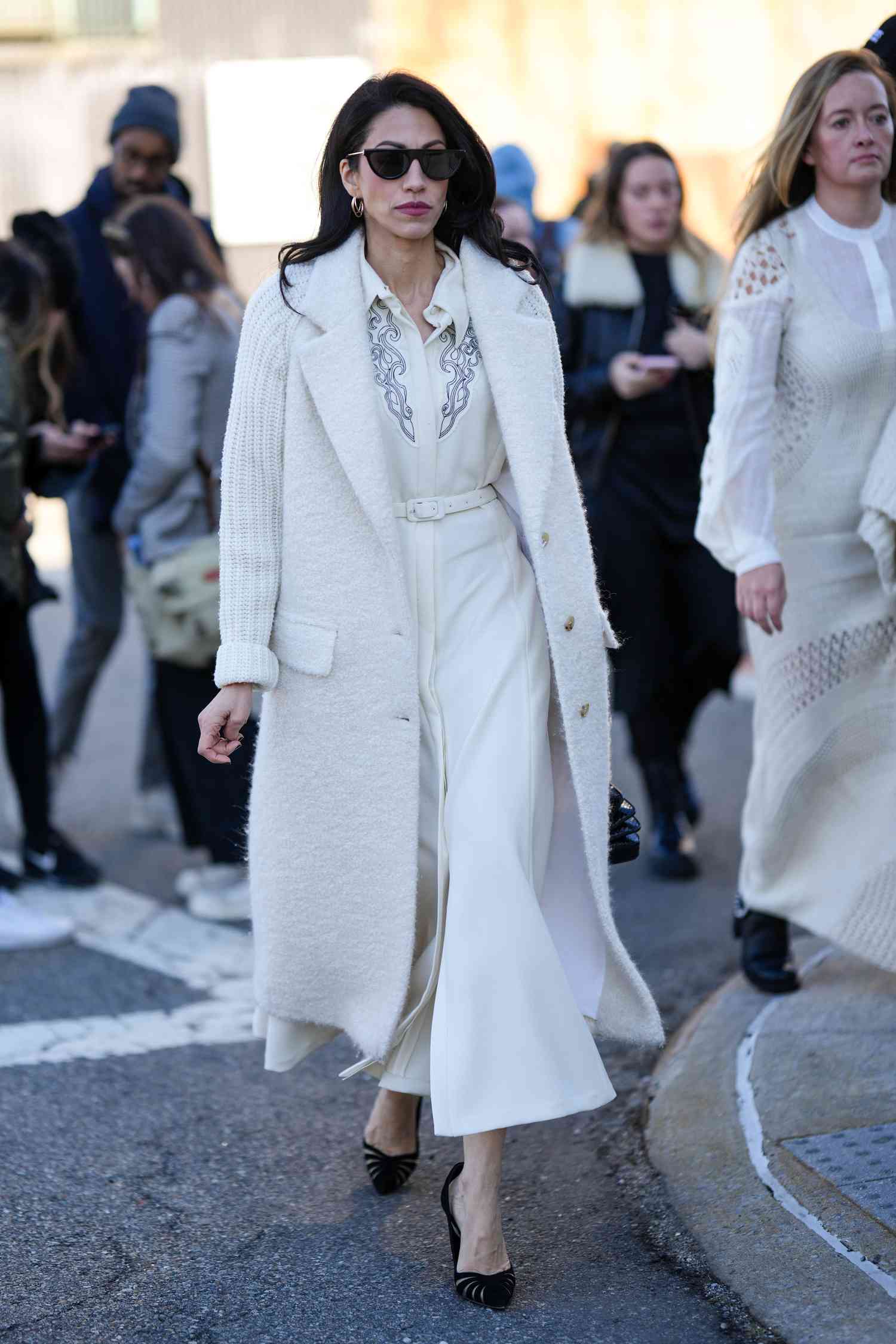 Textured White Coat: Chic Winter Monochrome Textured White Coat: Chic Winter Monochrome — Winter Going Out Outfits