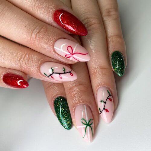 Festive Red Glitter Christmas Nails — Cute Winter Nails
