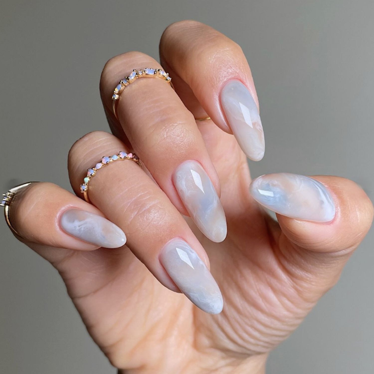 Marbled Light Blue and Grey Marbled Light Blue and Grey — Pastel Winter Nails