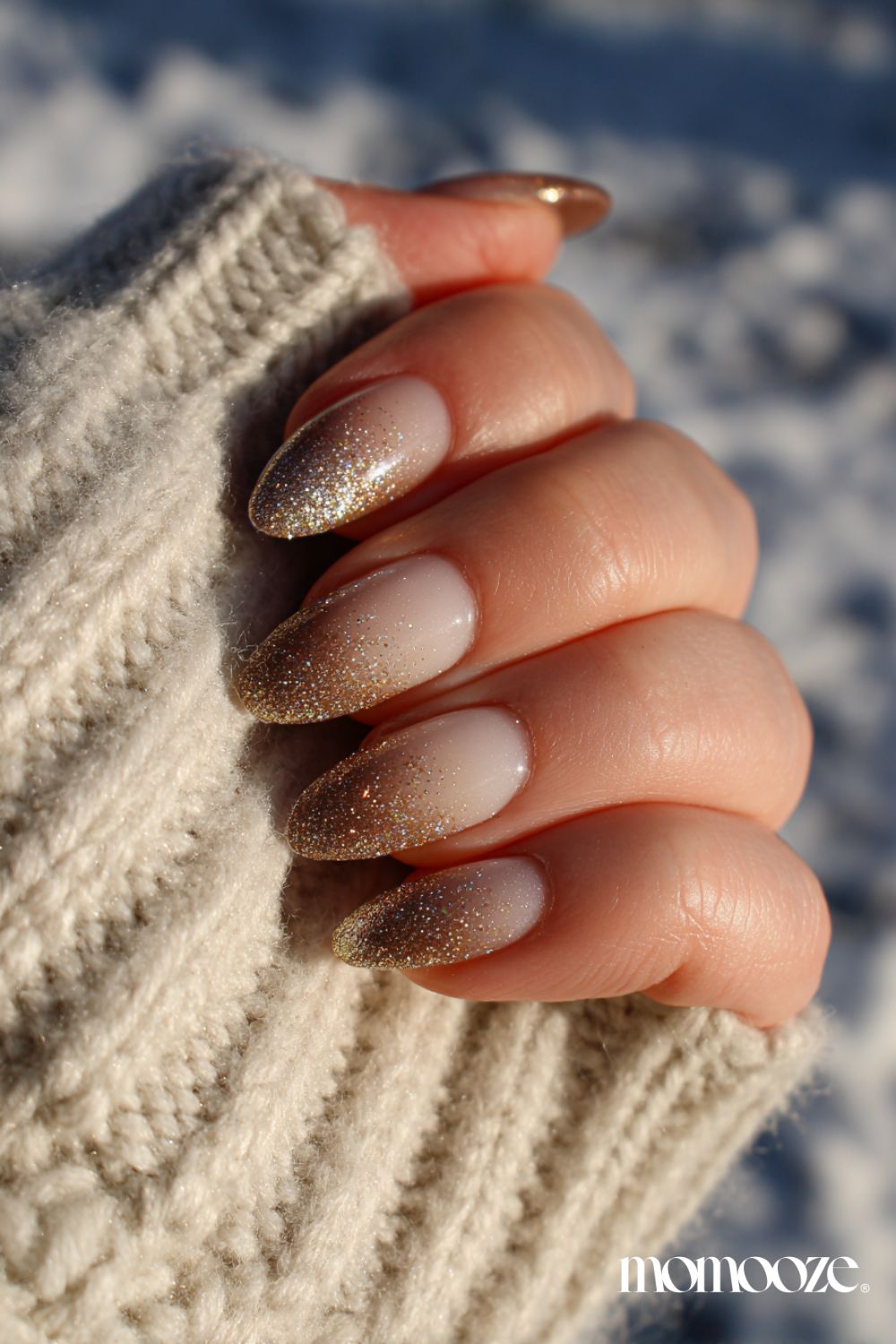 Short Square Nude to Pink Ombre — Winter Ombre Nails