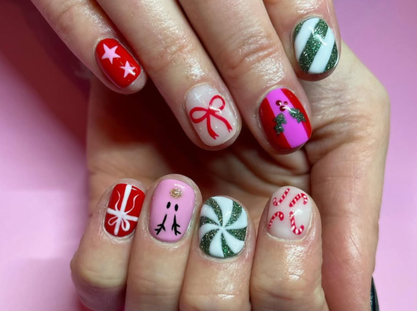 Playful Christmas Motif Nails — Cute Winter Nails