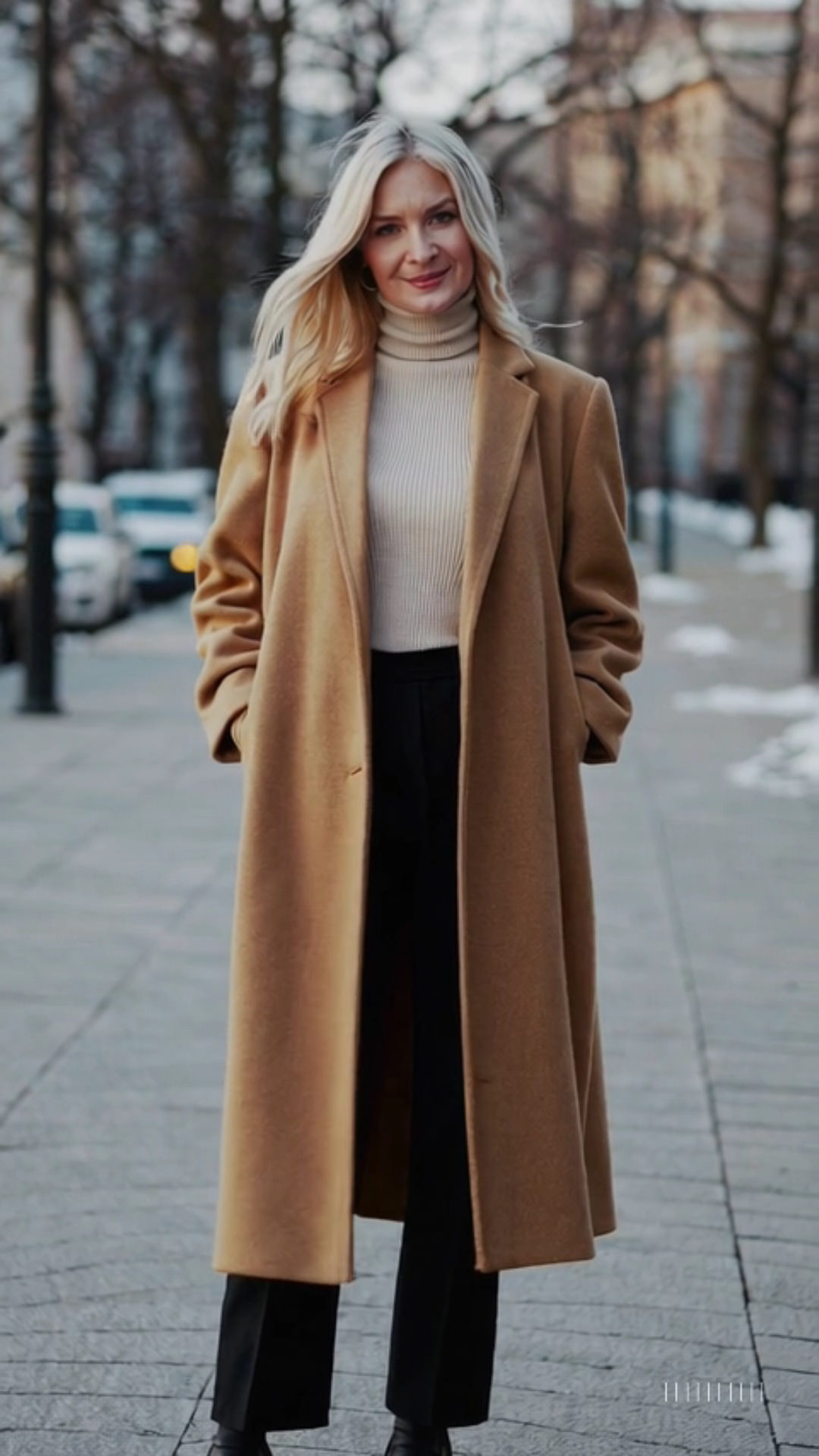 Cream Turtleneck Sweater Camel Coat Outfit Idea Cream Turtleneck Sweater Camel Coat Outfit Idea — Comfy Winter Outfits