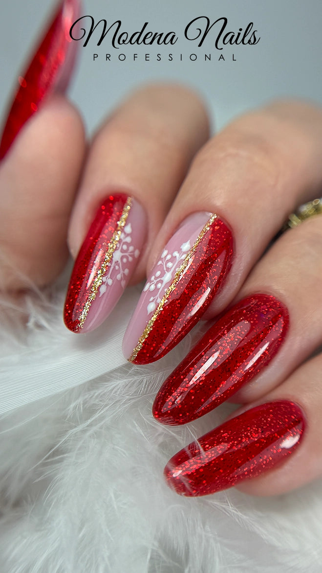 Snowflake Charms And Thin Black Lines Visual Idea — Winter Glitter Nails