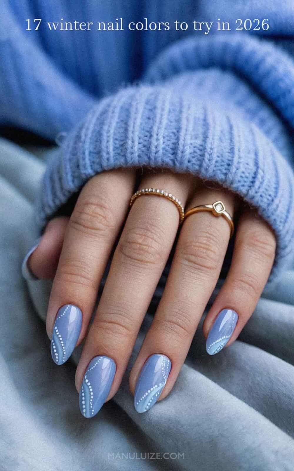 Periwinkle Blue with White Line Art Periwinkle Blue with White Line Art — Pastel Winter Nails