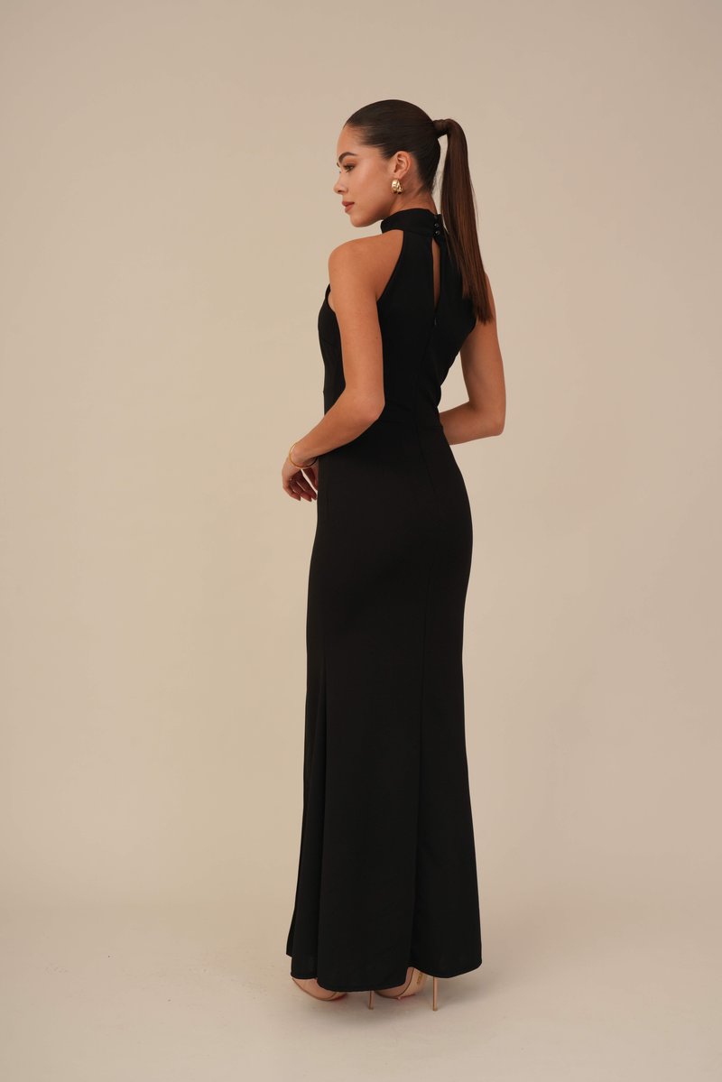 Fitted Black Maxi Dress with High Neckline Fitted Black Maxi Dress with High Neckline — Winter Formal Dresses