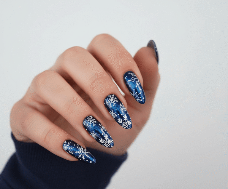 Glossy Metallic Visual Idea — Winter Wonderland Nails