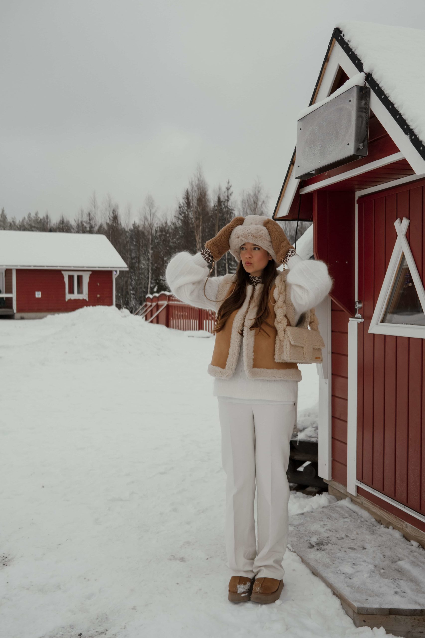 Monochromatic Winter White: Shearling Vest Ensemble — December Outfits