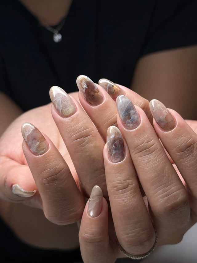 Abstract Marble Pattern Visual Idea — Winter Marble Nails