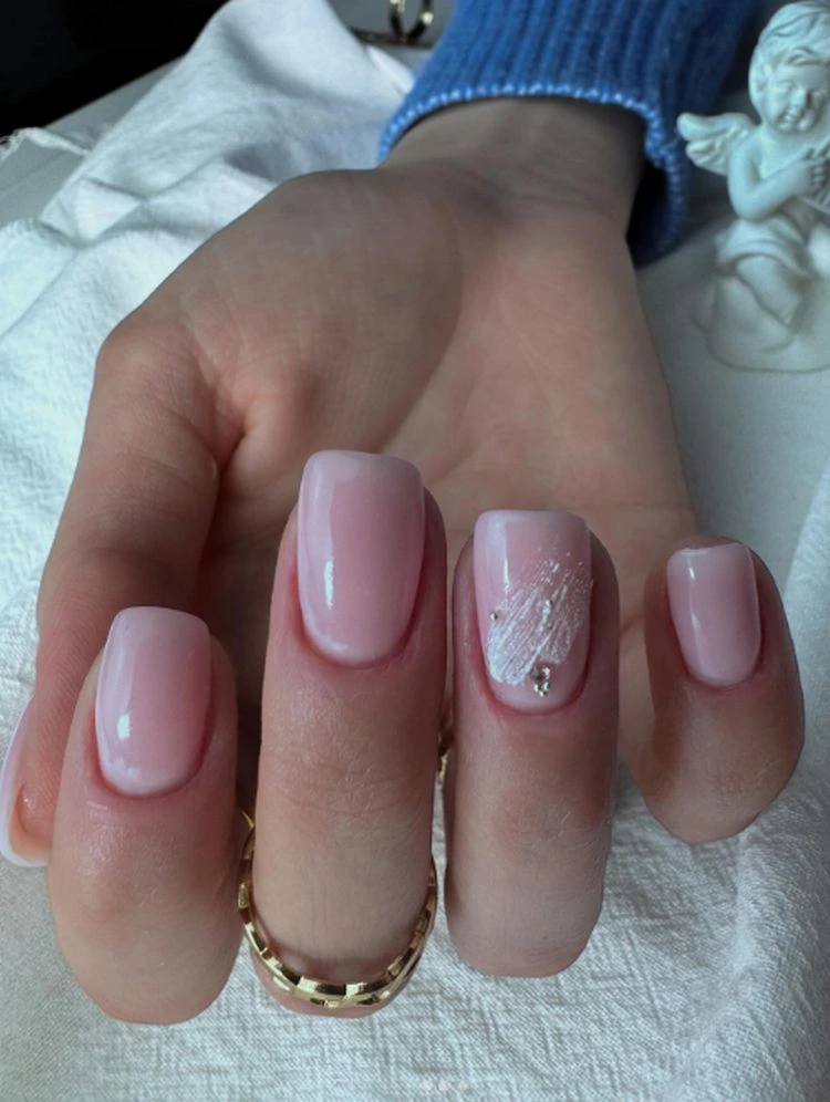 Short Square Visual Idea — Natural Winter Nails