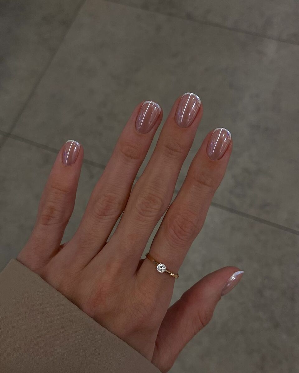 Milky White Sheer Snowflake Short Square Nails — Short Winter Nails
