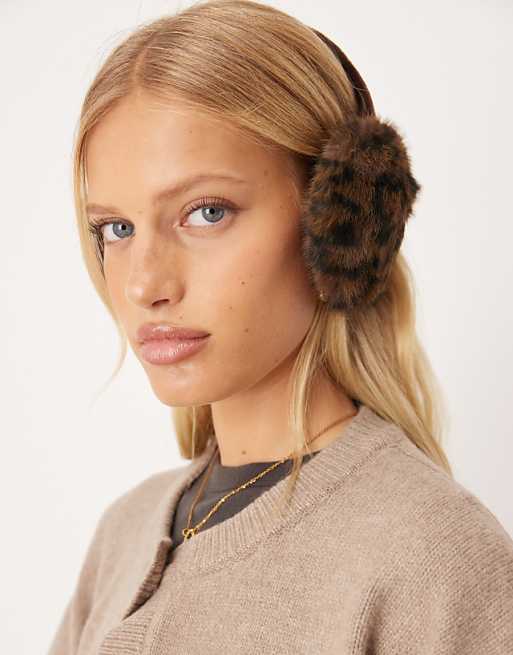 Animal Print Earmuffs with a Knit Cardigan and Gold Necklace — Earmuffs Outfits