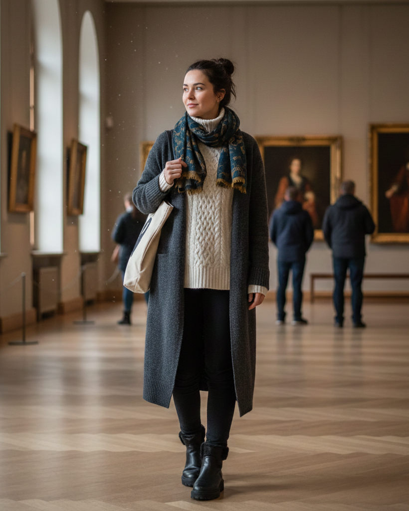 Casual Museum Visit Outfit Idea Casual Museum Visit Outfit Idea — Comfy Winter Outfits