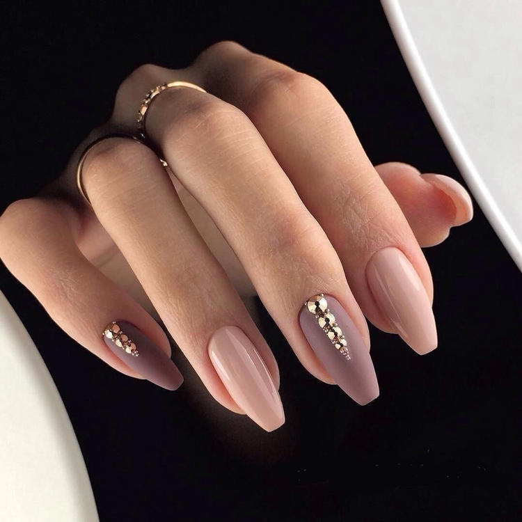 Matte And Glossy Visual Idea — Winter Nude Nails
