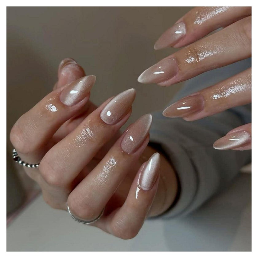 PressOn Nägel 30 Stück Glitzer nude kurz Mandel Acryl Schwar 1 St online kaufen | DocMorris