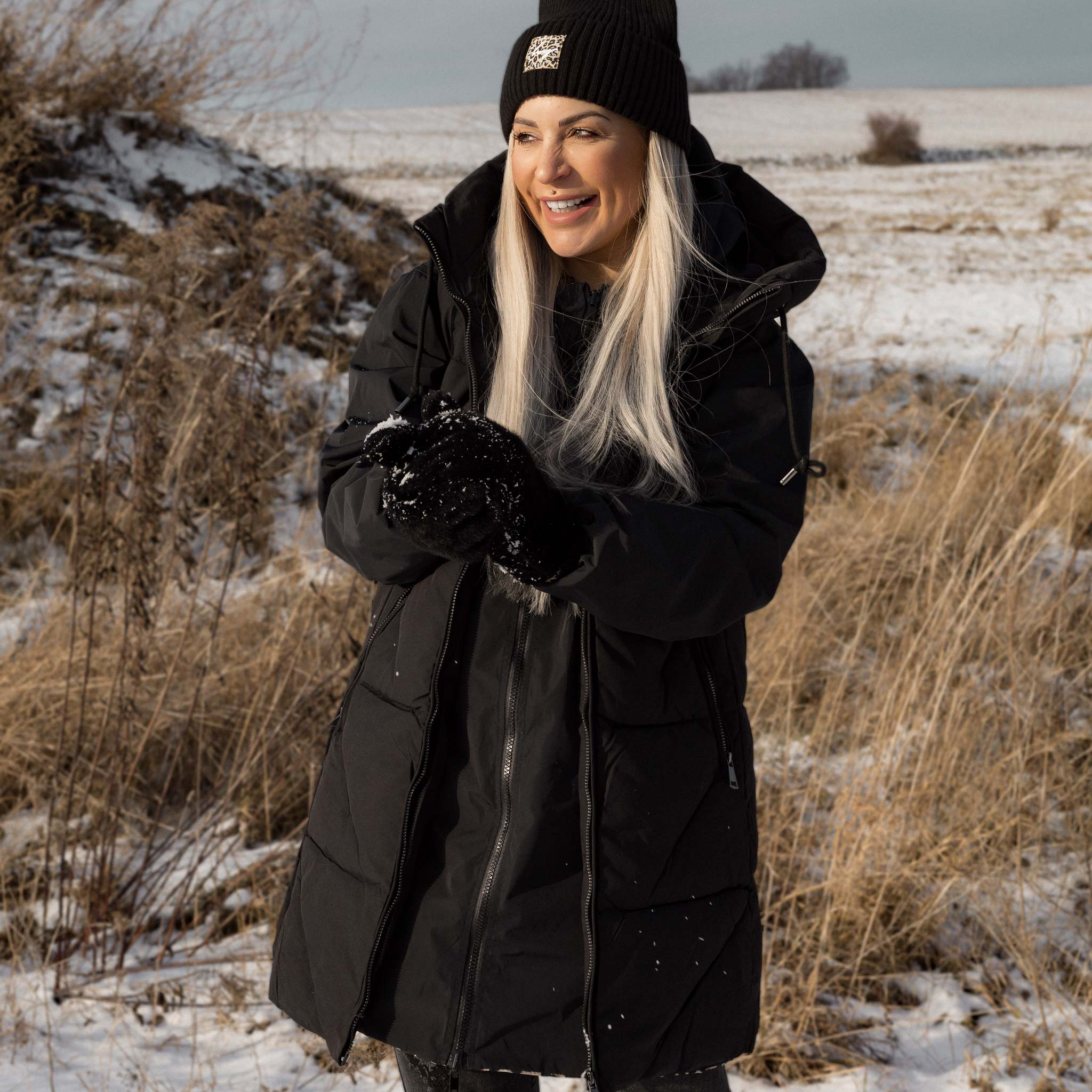 Cozy Essential: Longline Puffer Coat with Beanie and Gloves Cozy Essential: Longline Puffer Coat with Beanie and Gloves — All Black Winter Outfits