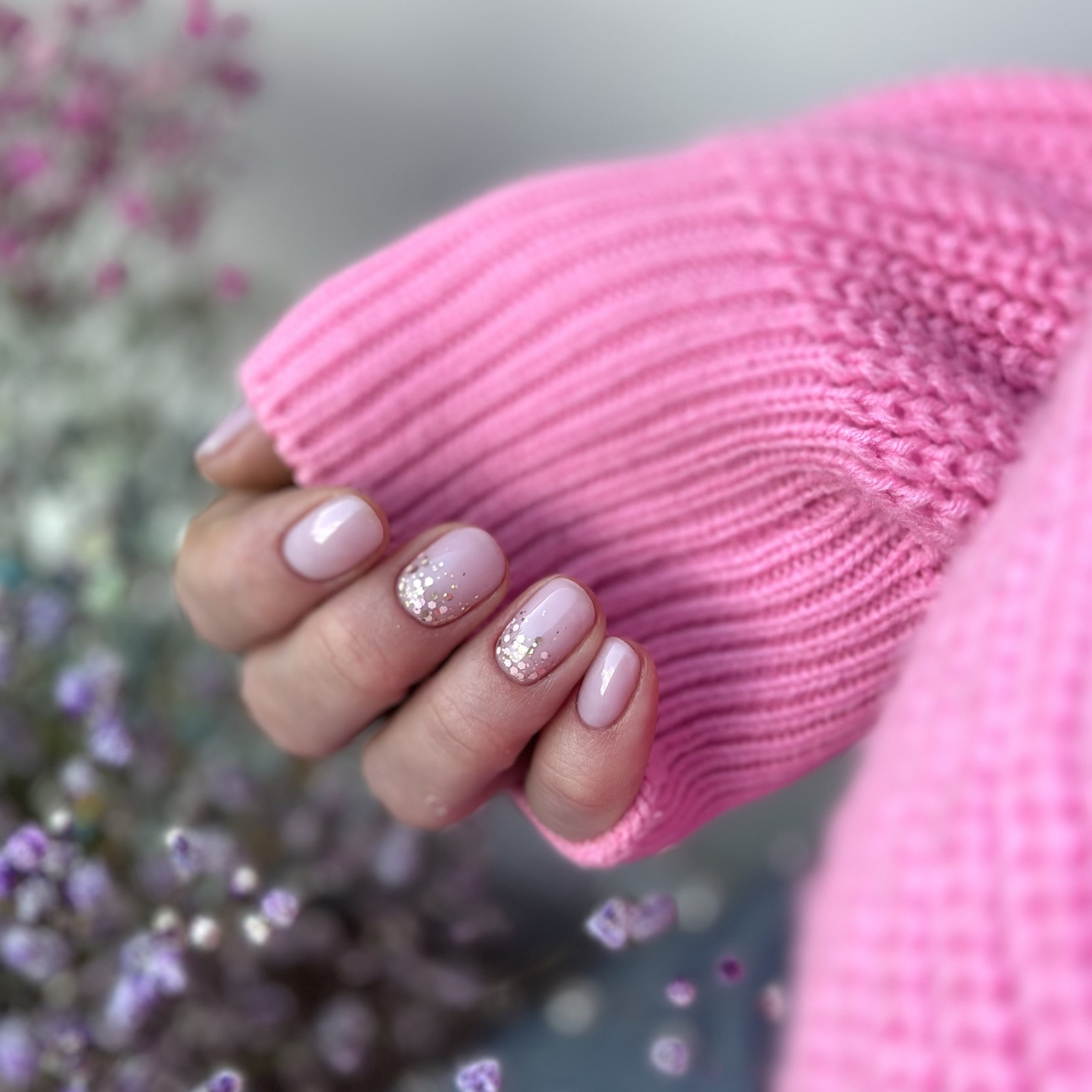 Sheer Pink Stilettos with 3D Bows — Winter Pink Nails