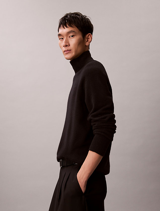 Minimalist Warmth: Black Wool Turtleneck — Winter Outfits for Men