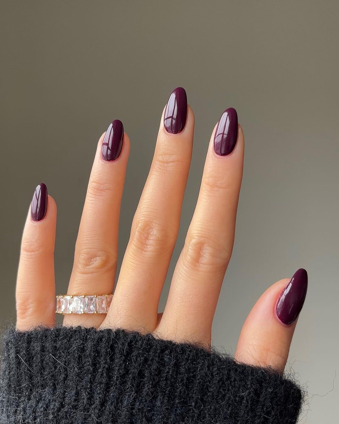 None Glossy Deep Plum Medium Oval Nails None Glossy Deep Plum Medium Oval Nails — Dark Winter Nails