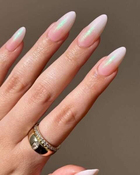 Ethereal Pearlescent Pink French — Classy Winter Nails