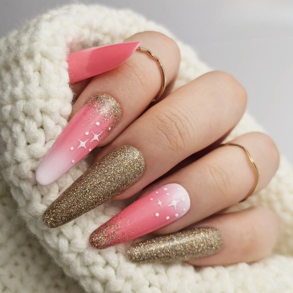 Glitter Ombre Coffin Nails — Winter Nails