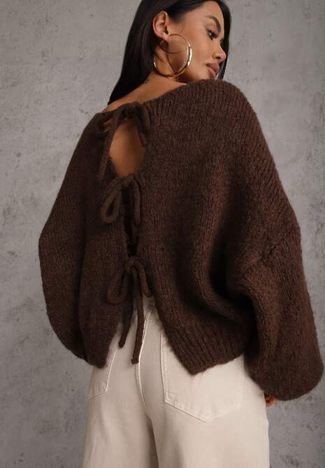 Chunky Knit Sweater with Back Tie Detail — Cute Winter Outfits