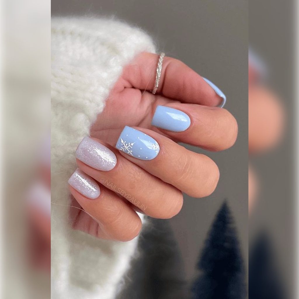 Burgundy Abstract Swirl Short Square Nails — Short Winter Nails