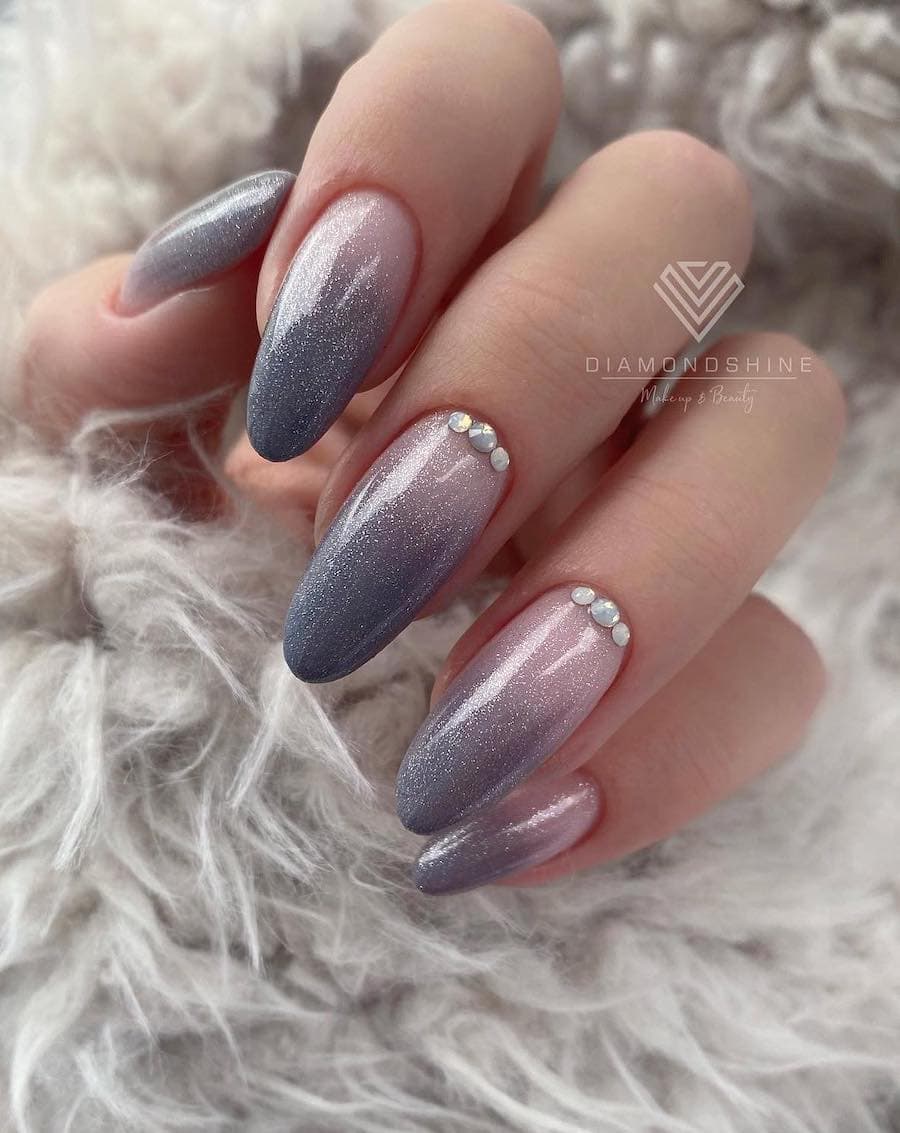 Berry to Pink Glossy Ombre Coffin — Winter Ombre Nails