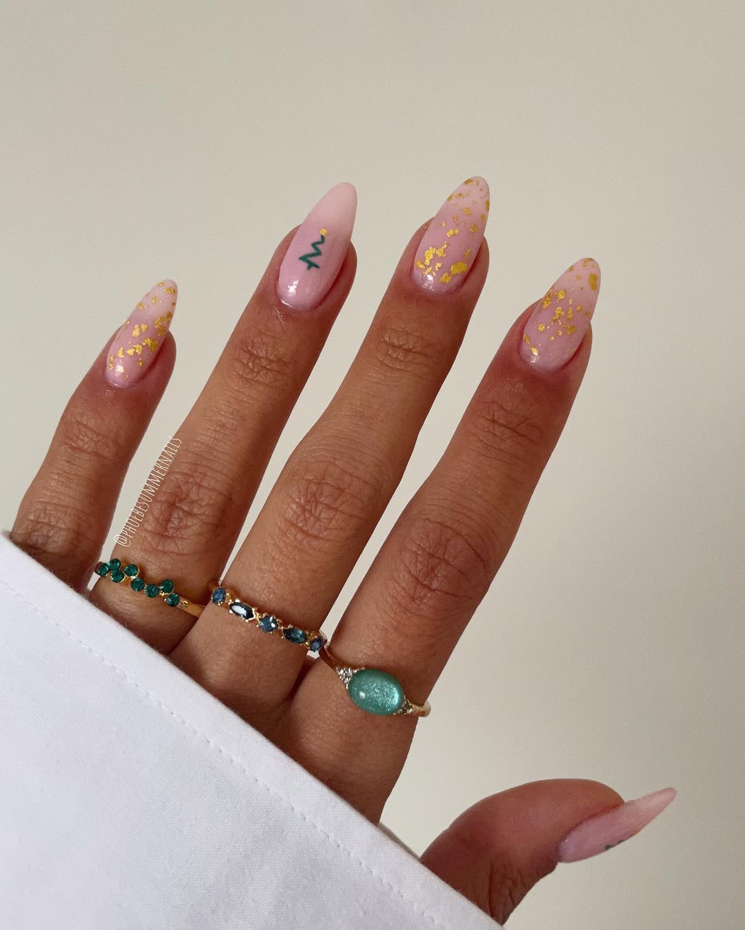 Gold Foil Christmas Tree Nails — Cute Winter Nails