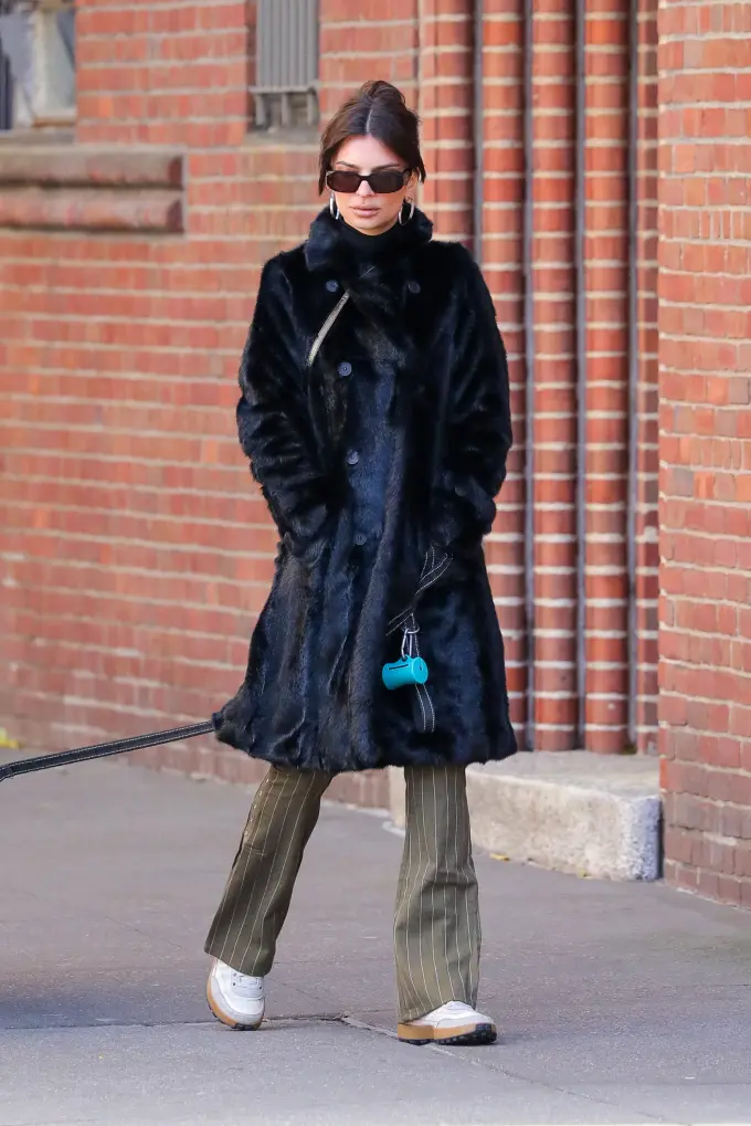 Cozy Texture Play: Faux Fur Coat with Pinstripe Trousers Cozy Texture Play: Faux Fur Coat with Pinstripe Trousers — Early Winter Outfits