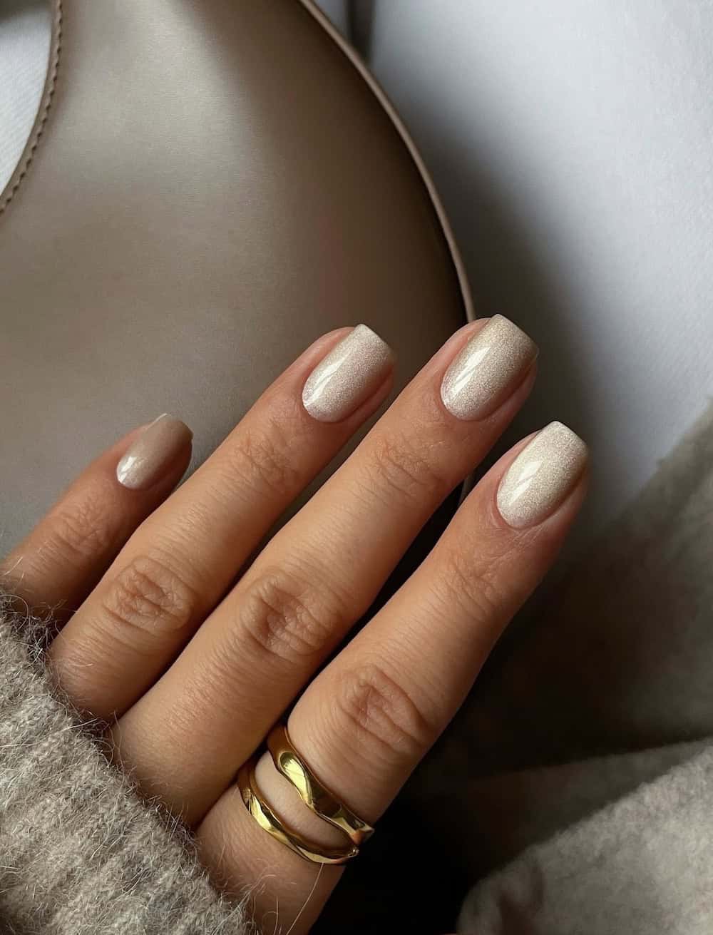 Burgundy French Tip Sheer Pink Nails — Short Winter Square Nails