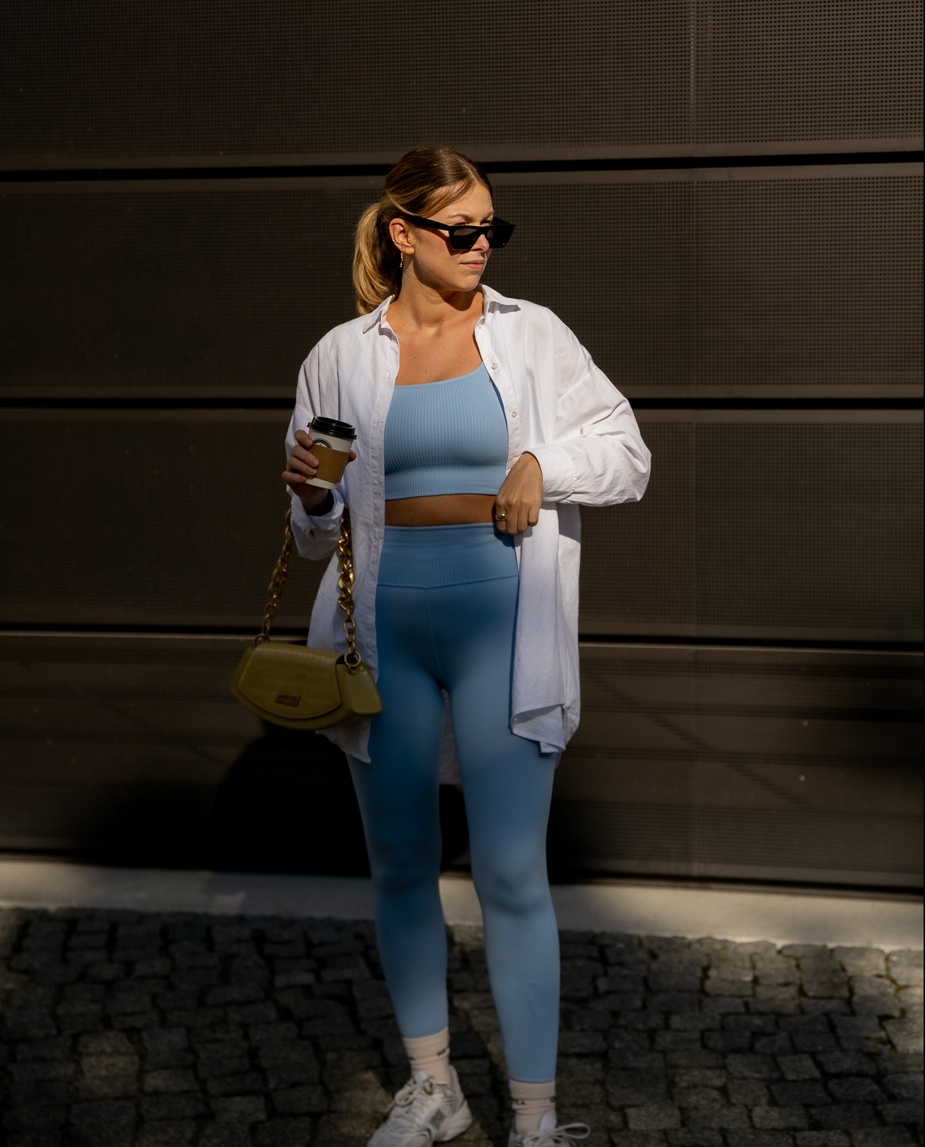 Ribbed Set with Oversized Shirt: Layered Athleisure Comfort Ribbed Set with Oversized Shirt: Layered Athleisure Comfort — Winter Athleisure Outfits