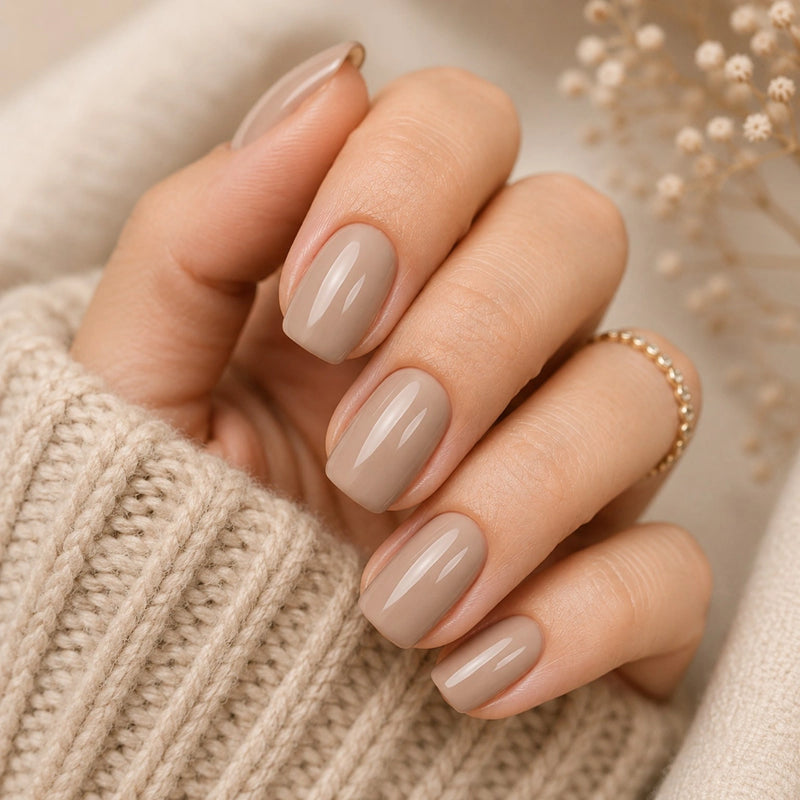 Glossy Visual Idea — Winter Nude Nails