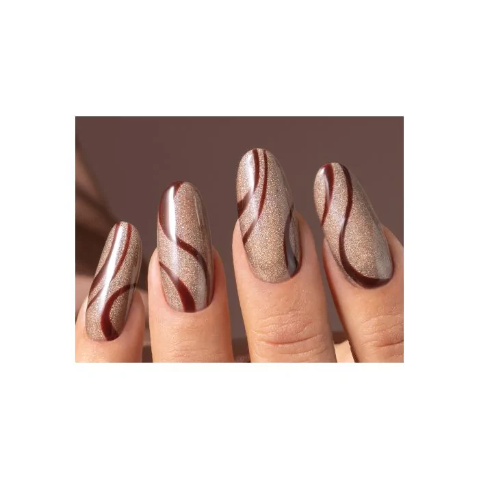 Champagne Gold Swirl Long Oval Champagne Gold Swirl Long Oval — Winter Acrylic Nail Colors