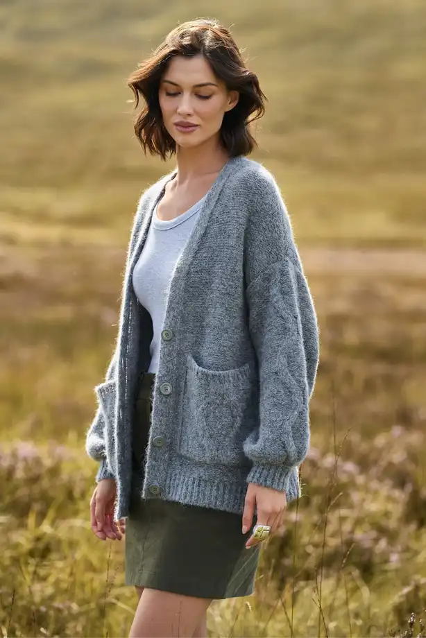 Oversized Chunky Knit Cardigan with A-Line Skirt Oversized Chunky Knit Cardigan with A-Line Skirt — Cold Weather Outfits