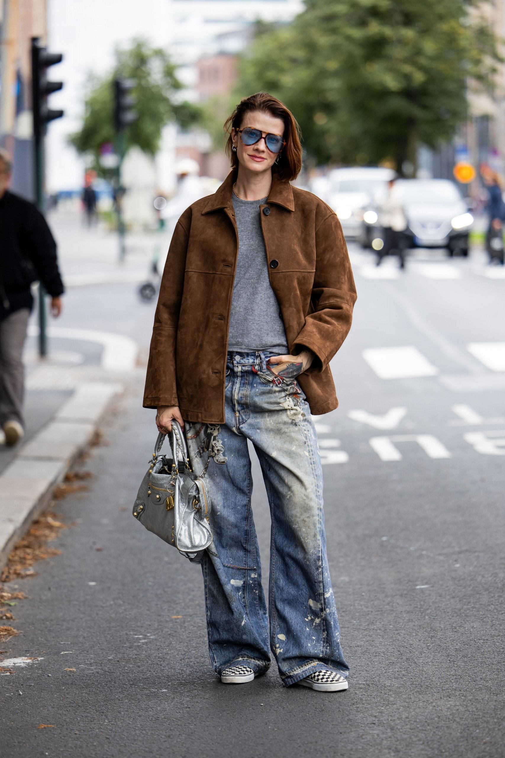 Grey Crewneck Sweater Brown Suede Jacket Outfit Idea Grey Crewneck Sweater Brown Suede Jacket Outfit Idea — Comfy Winter Outfits