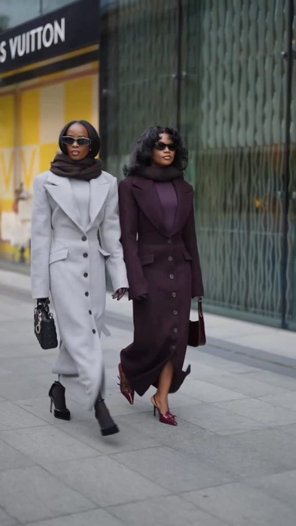 Fitted Wool Coats in Grey and Burgundy for Business Formal Fitted Wool Coats in Grey and Burgundy for Business Formal — Winter Work Outfits