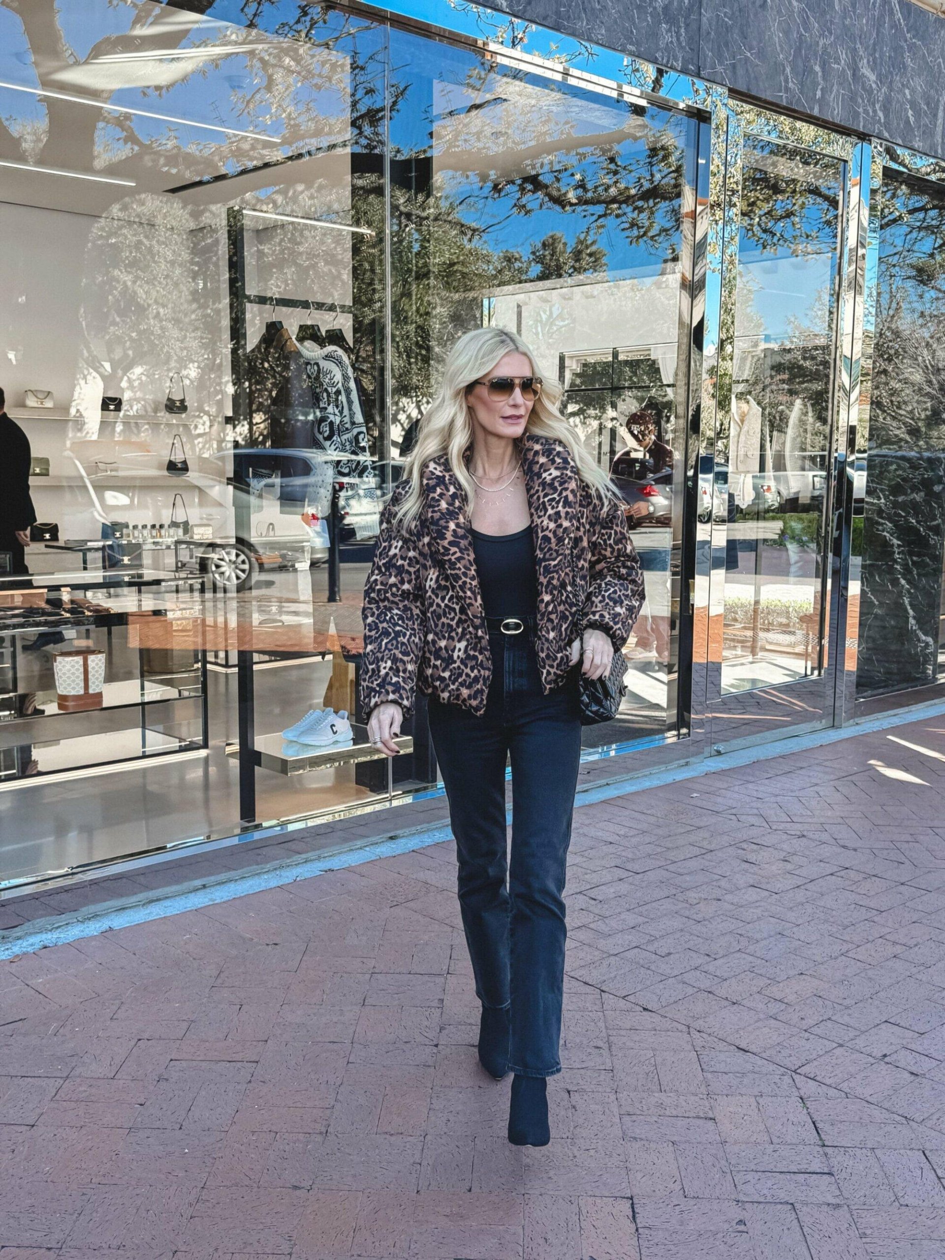Leopard Print Puffer Jacket for a Chic Casual Vibe Leopard Print Puffer Jacket for a Chic Casual Vibe — Winter Outfits for Women Over 40