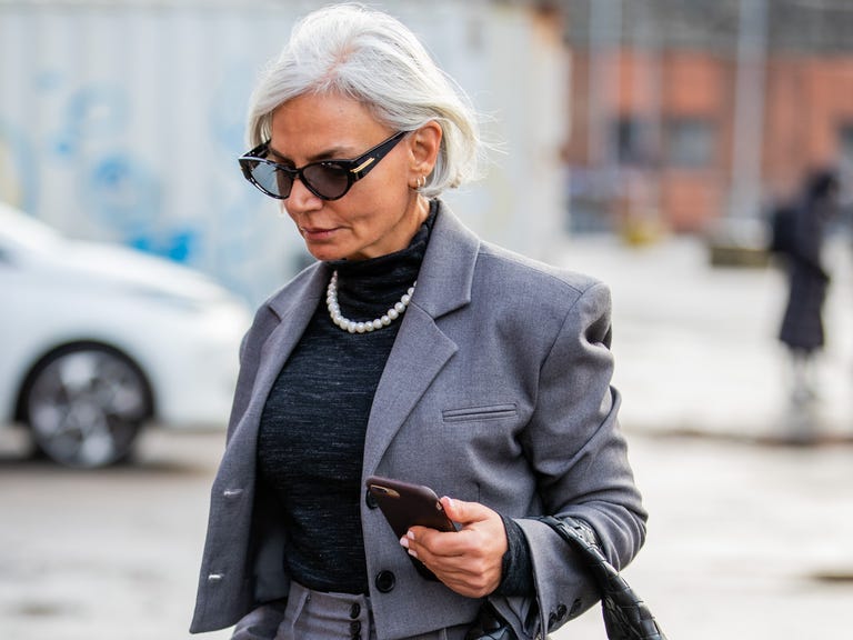 Classic Grey Blazer and Black Turtleneck for Polished City Wear Winter Outfits for Women Over 60