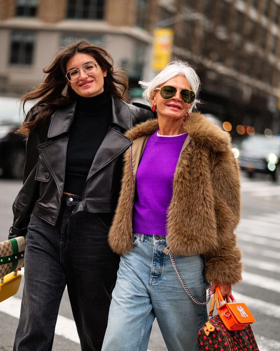 Plush Faux Fur Jacket with Purple Sweater and Wide-Leg Jeans Plush Faux Fur Jacket with Purple Sweater and Wide-Leg Jeans — Winter Outfits for Women Over 60
