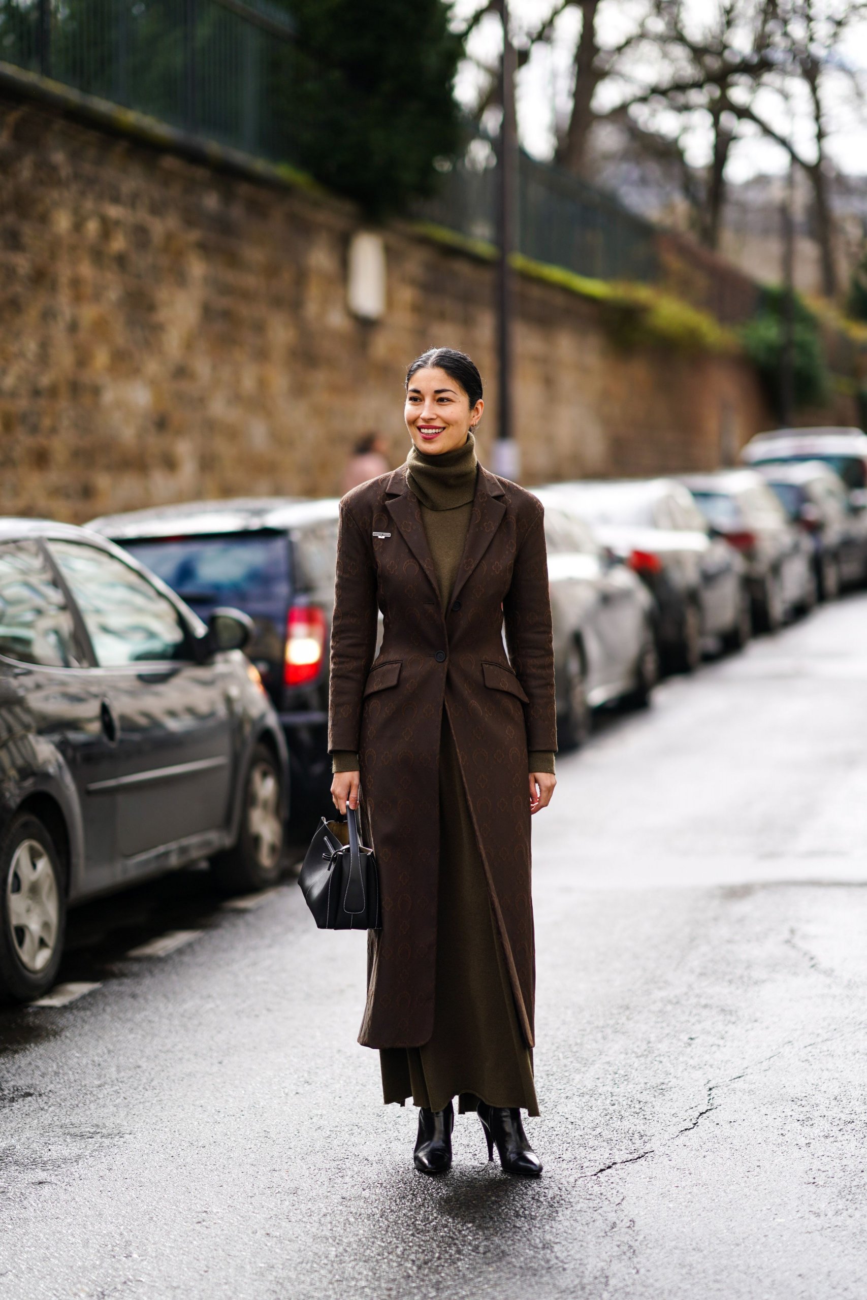 Elegant Maxi Dress with a Fitted Coat — Warm Winter Outfits