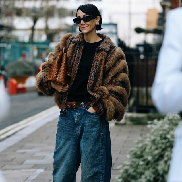Faux Fur Statement: Striped Jacket Over Jeans Faux Fur Statement: Striped Jacket Over Jeans — Dressy Winter Outfits