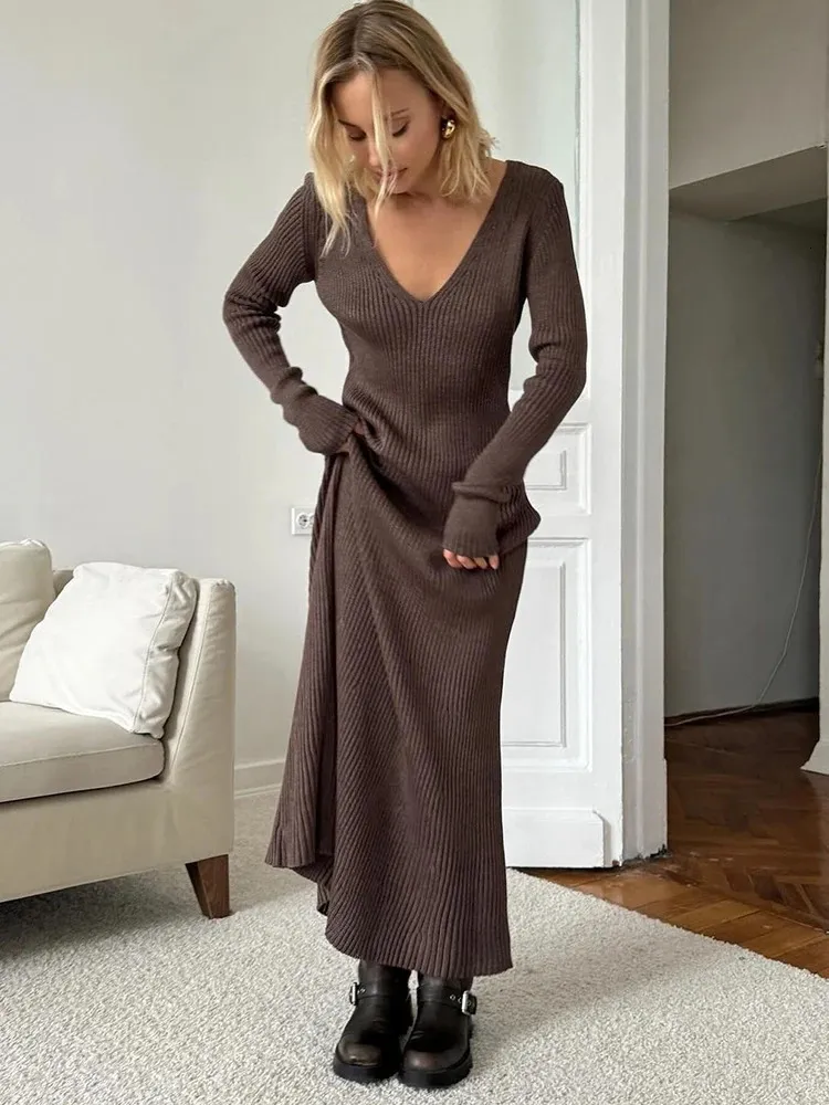 Dark Brown Ribbed Knit Dress with Chunky Boots Dark Brown Ribbed Knit Dress with Chunky Boots — Winter Church Outfits