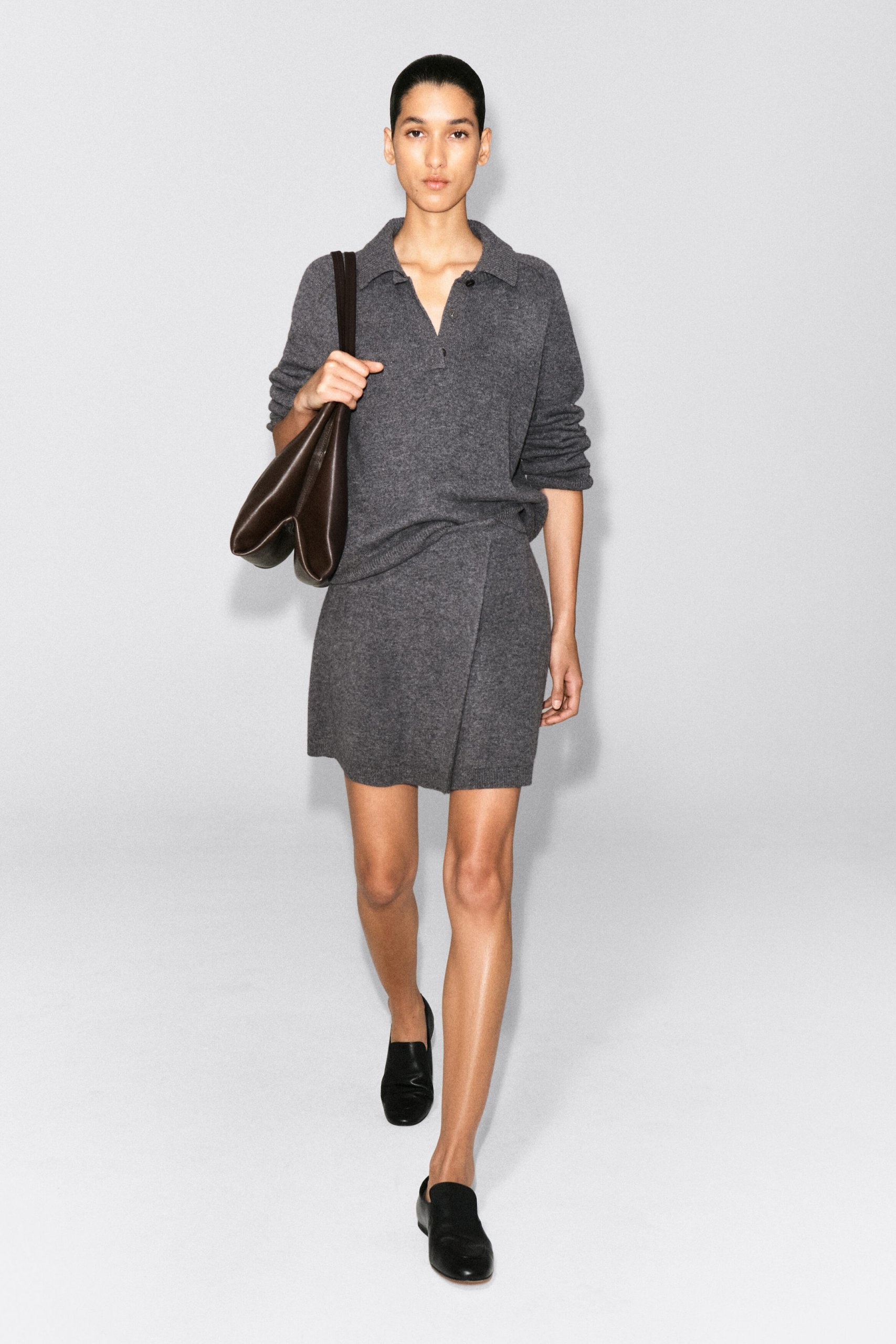 Monochromatic Comfort: Knit Sweater and Wrap Skirt Monochromatic Comfort: Knit Sweater and Wrap Skirt — Winter College Outfits