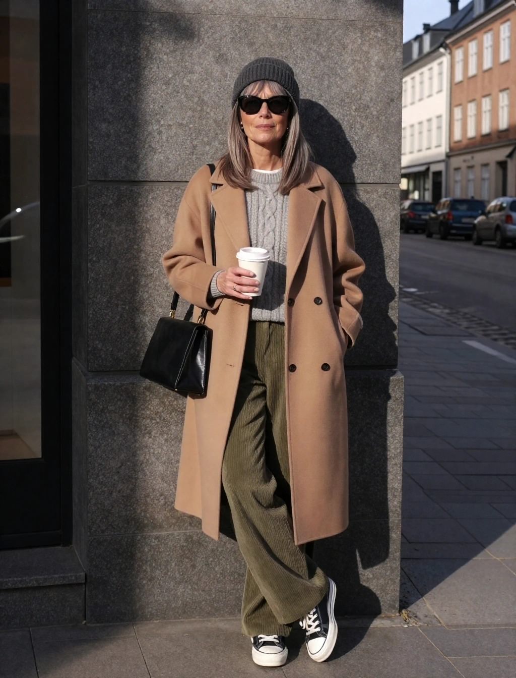 Corduroy Trousers and Cable Knit for Winter Travel — Winter Airport Outfits