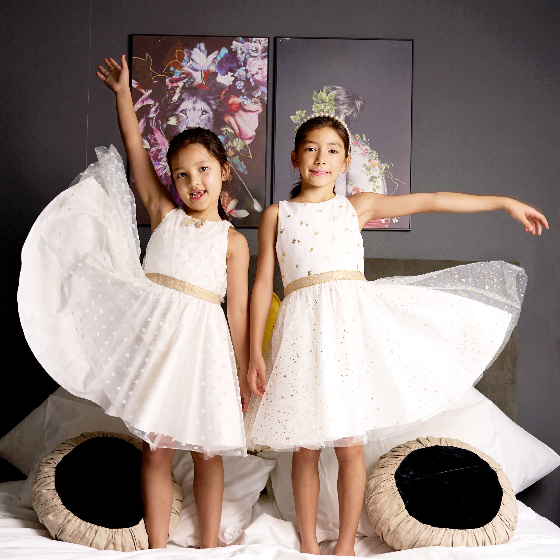 Sparkling Ivory Dresses for a Festive Family Gathering — Winter Family Photo Outfits