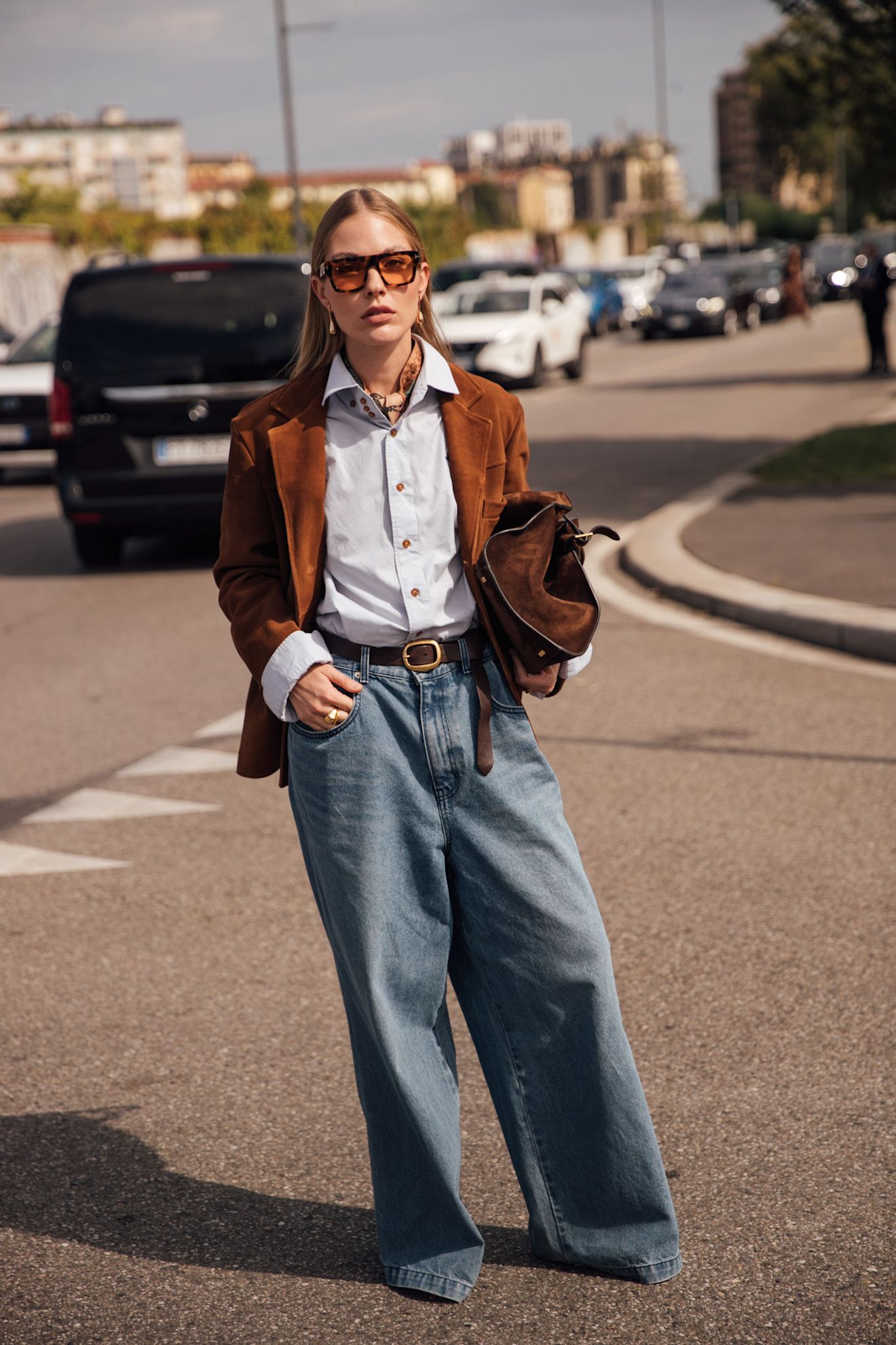 Brown Corduroy Blazer and Denim Jeans Brown Corduroy Blazer and Denim Jeans — Winter Outfits for Petite Women