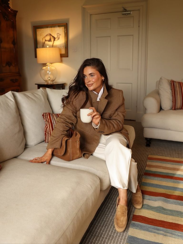 Brown Tweed Blazer and White Trousers: Classic Winter Casual Brown Tweed Blazer and White Trousers: Classic Winter Casual — Old Money Winter Outfits