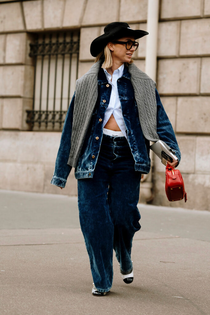 Denim-on-Denim with a Cozy Knit Layer — Western Winter Outfits